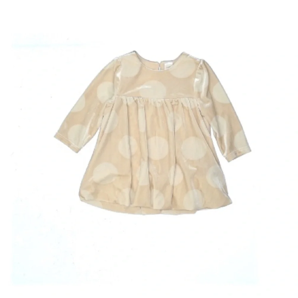 Baby Gap | Pockadot Dress Ruched Beige Soft Part Dress